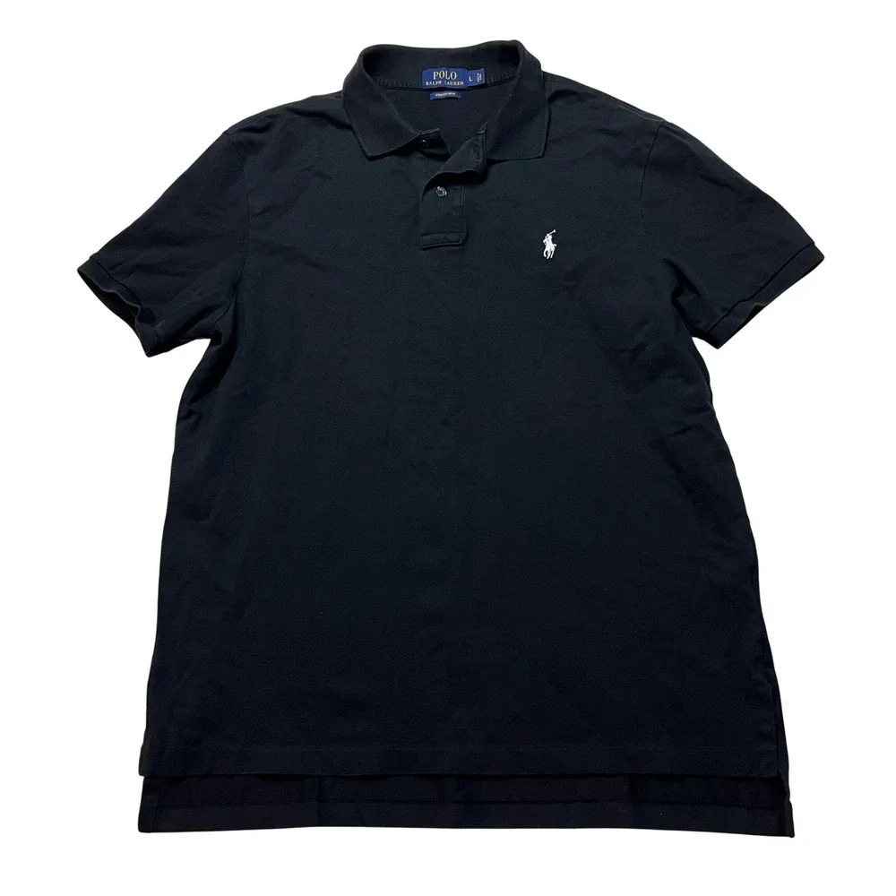Polo Ralph Lauren Polo Shirt Mens L Black Stretch Mesh Short Sleeve Pony Logo